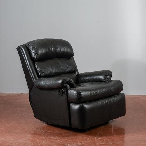 Reclining Black Leather Armchair For Sale - Image 3 of 18