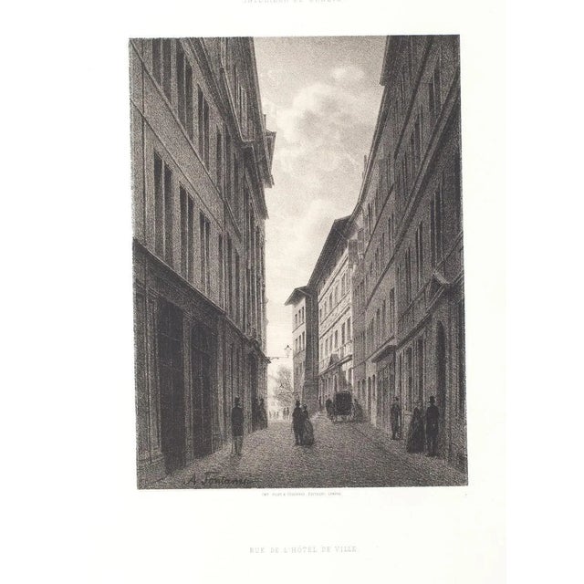 Antonio Fontanesi - Interior of Geneve - Original Lithograph - Mid-19th Century For Sale