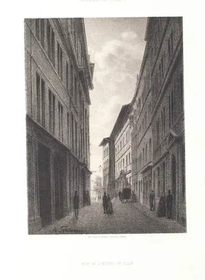 Antonio Fontanesi - Interior of Geneve - Original Lithograph - Mid-19th Century