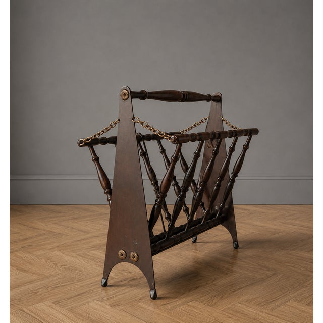 An exquisite vintage folding accordion magazine rack masterfully crafted in Italy during the mid 20th century This...
