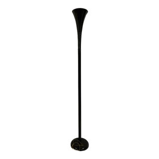 1980s Laurel Style Black Torchiere Floor Lamp For Sale