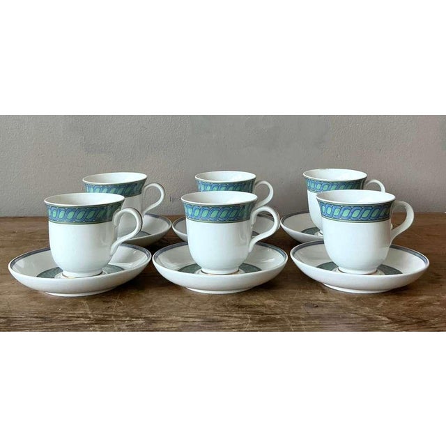 Traditional Vintage Boho Christofle "Torsada" Footed Tea Cups With Saucers - Set of 6 For Sale - Image 3 of 8