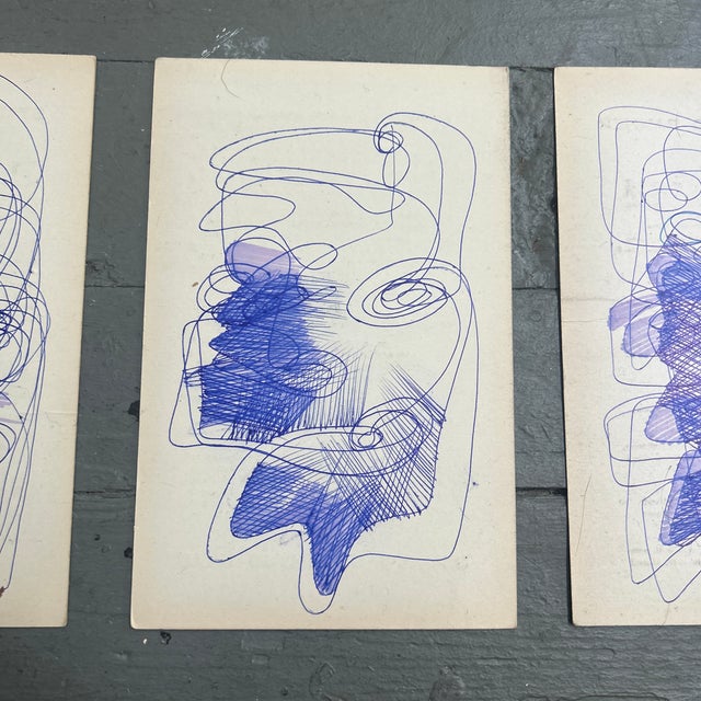 Abstract 3 Contemporary Original Wayne Cunningham Abstract Pen and Ink Drawings - Set of Three For Sale - Image 3 of 5