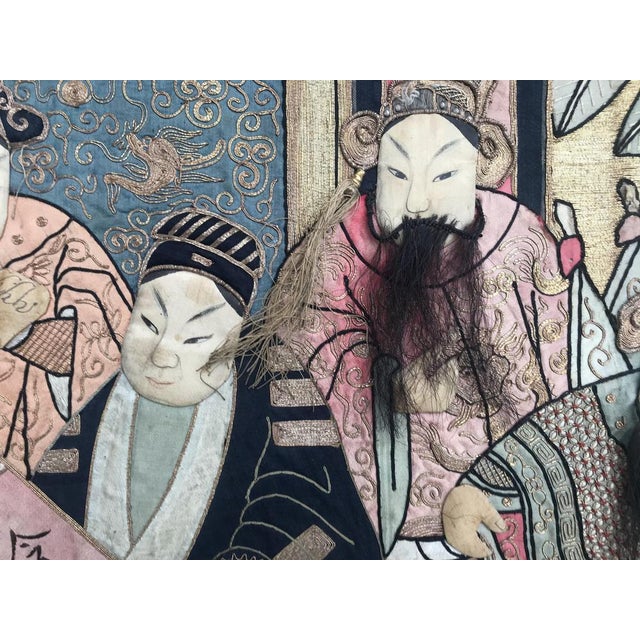 Antique Chinese Pictural Embroidery with Silk and Metal, 1920s For Sale - Image 4 of 17