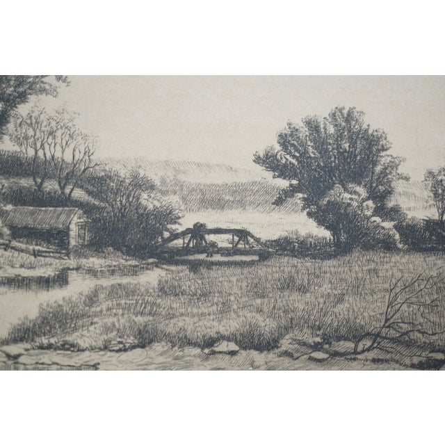 Antique John Hill Millspaugh Farm Farmhouse Panoramic Landscape Etching 21" For Sale - Image 9 of 10