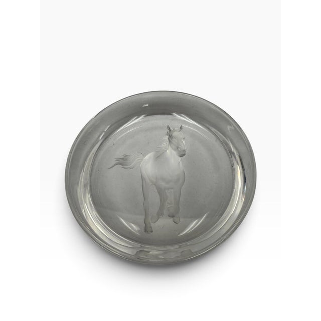 Add elegant equestrian flair to your bar cart or vanity with this beautiful vintage crystal plate from the renowned...