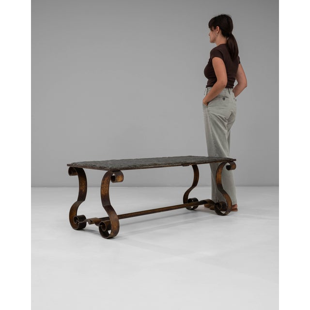1940s French Metal Coffee Table With Stone Top For Sale - Image 18 of 18