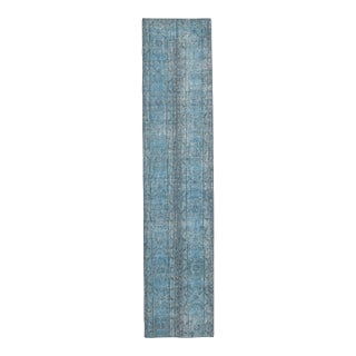 1970 Vintage Handwoven Turquoise Turkish Runner For Sale