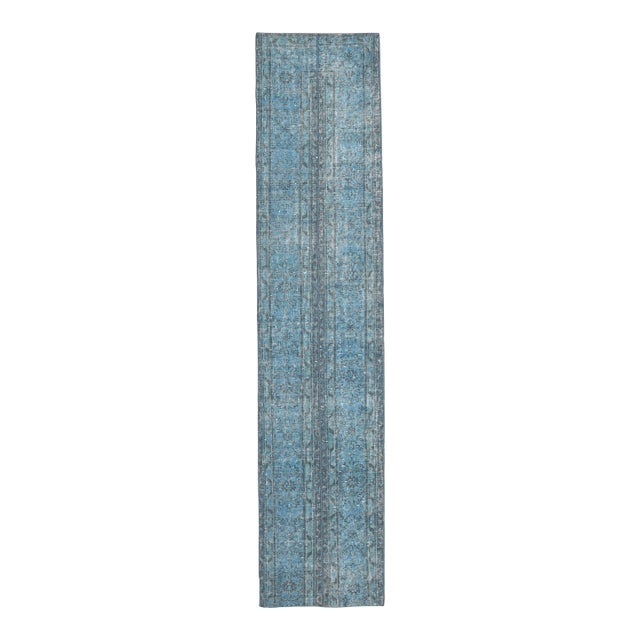 1970 Vintage Handwoven Turquoise Turkish Runner For Sale
