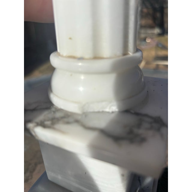 Shabby Chic 1920s Black and White Marble Lamp in the Neoclassical Style With Original Shade For Sale - Image 3 of 8