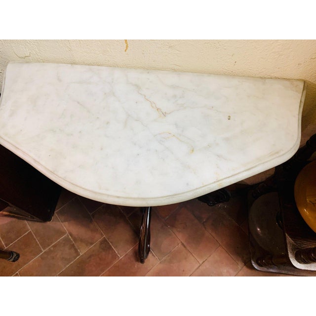 Console Table with White Statuary Marble Top by Michael Thonet for Thonet For Sale - Image 3 of 10