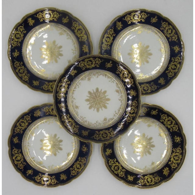 Set French Cobalt Blue Gilt Cabinet Plates Limoges France Charles Field Haviland For Sale - Image 12 of 12