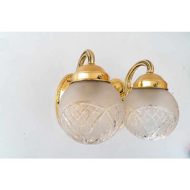 Antique Wall Lamps with Cut Glass Shades, 1890s, Set of 2 For Sale - Image 4 of 18