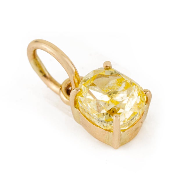 Oval Cut Yellow Diamond Solitaire Charm Pendant in 14k Yellow Gold For Sale - Image 4 of 14