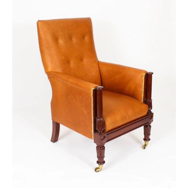19th Century Regency Leather Library Armchair For Sale - Image 11 of 12