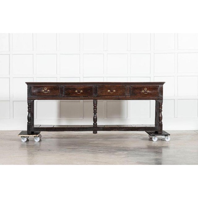 circa 1780 Large 18thC English Oak Potboard Dresser Base W204 x D45 x H76 cm Weight 62 kg