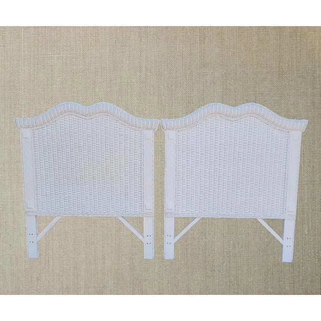 Vintage White Wicker Pagoda Regency Twin Size Headboards- a Pair For Sale In West Palm - Image 6 of 7