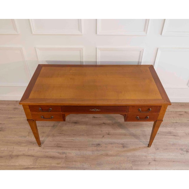 French Louis XVI Style Mahogany Bureau Plat (Directoire Desk), Mid-20th Century For Sale - Image 3 of 10