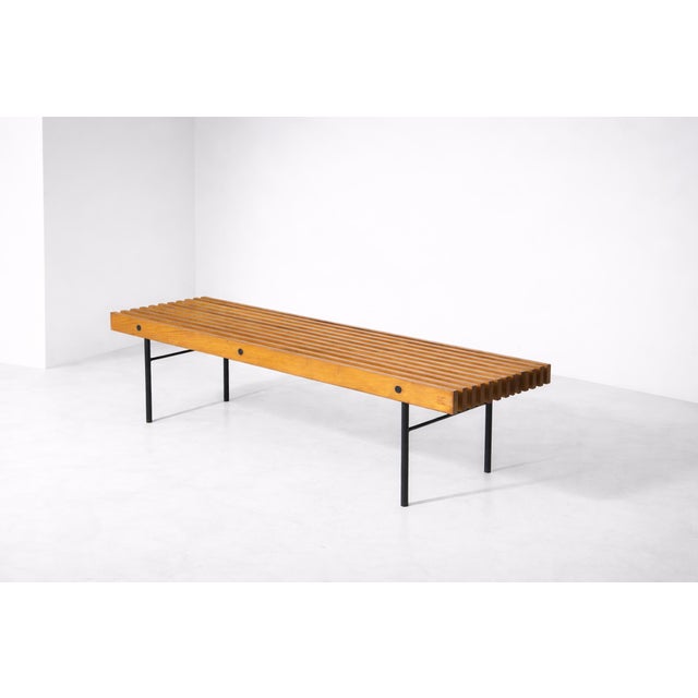 Modernist Italian Bench in Wood and Metal, 1950s For Sale - Image 12 of 12