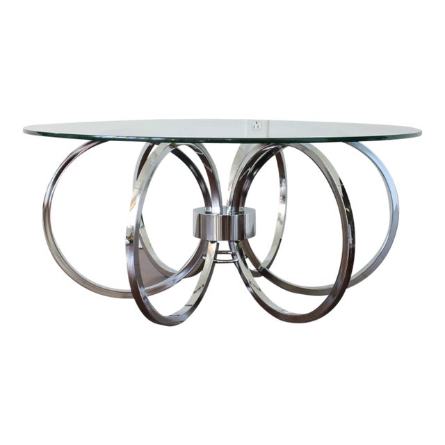 1970s Vintage Chrome Coffee Table For Sale