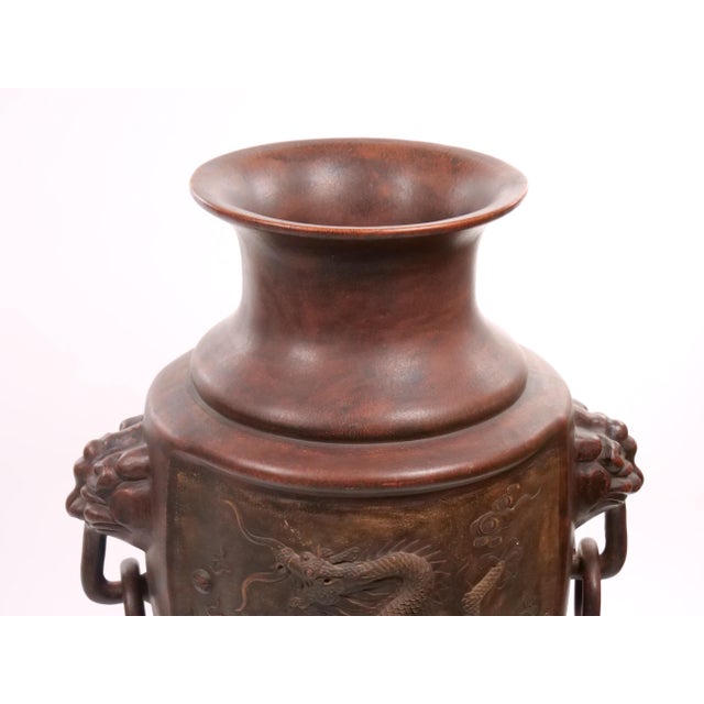 Late 19th Century Antique Chinese Terracotta Dragon Vases / Footed Base, Late 19/Early 20th Century For Sale - Image 5 of 14