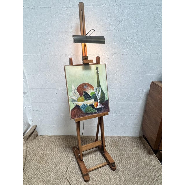 Mid-20th Century Wooden Artists Studio Easel with Integrated Lamp, 1950s For Sale - Image 15 of 18