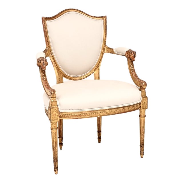 Antique Gilt Wood Salon Chair by S.J Waring, 1880 For Sale