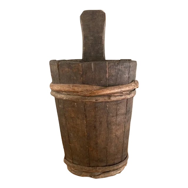 Early 1900s Rustic Wood Gathering Basket For Sale