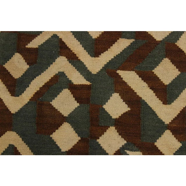 Contemporary Brown Hand-Woven Kilim Wool Rug - 5′ × 6′8″ For Sale In New York - Image 6 of 9