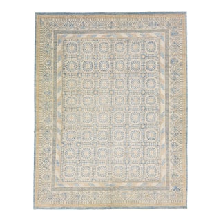 2010s Handmade Modern Khotan Style Wool Rug With Allover Geometric Motif in Beige For Sale