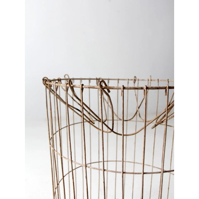 Metal Vintage Industrial Metal Basket For Sale - Image 7 of 12