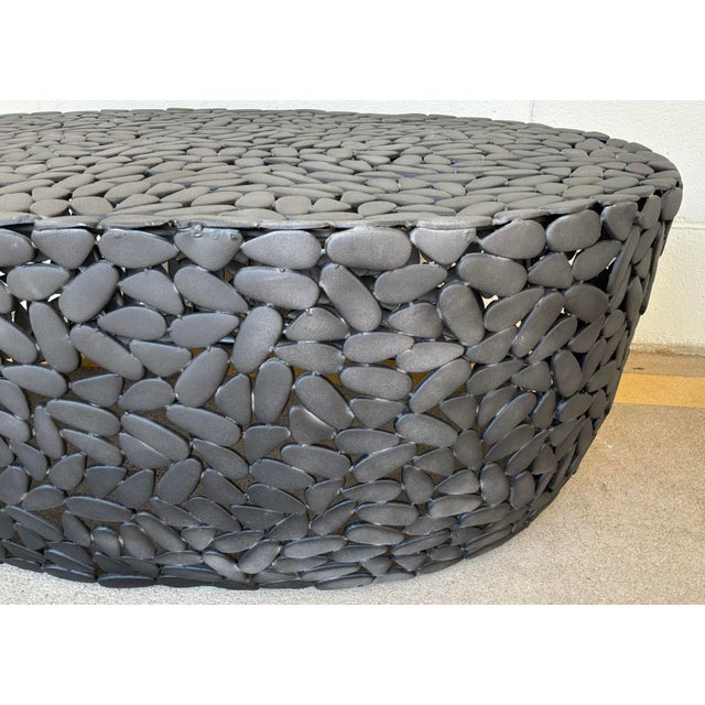 Contemporary Organic Modern Black Metal Indoor/Outdoor Rivington Coffee Table For Sale - Image 3 of 4