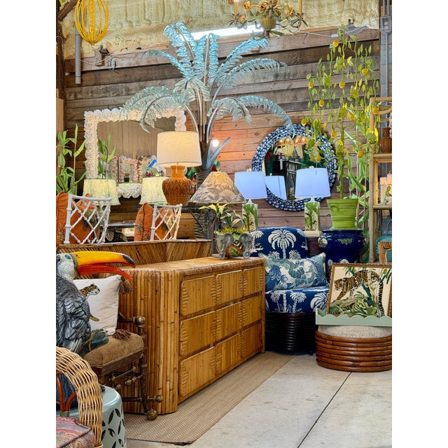 Vintage Restored Waterfall Split Rattan 9-Drawer Dresser For Sale - Image 12 of 12