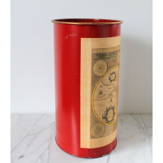 Vintage Keller Charles of Philadelphia Waste Basket “The World in Hemisphere” For Sale - Image 4 of 11