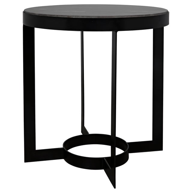NOIR Parker Side Table in Black Metal with Marble For Sale In Los Angeles - Image 6 of 6