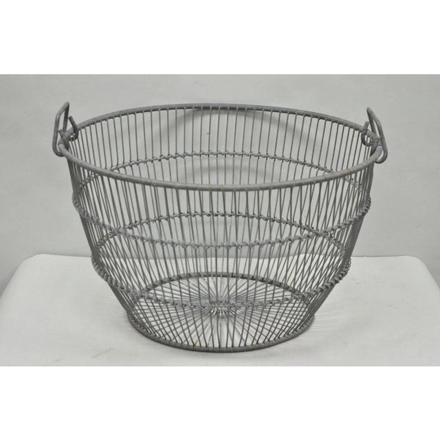 Vintage Industrial Modern Large 24" Metal Wire Oyster Clam Throw Blanket Basket For Sale - Image 4 of 16