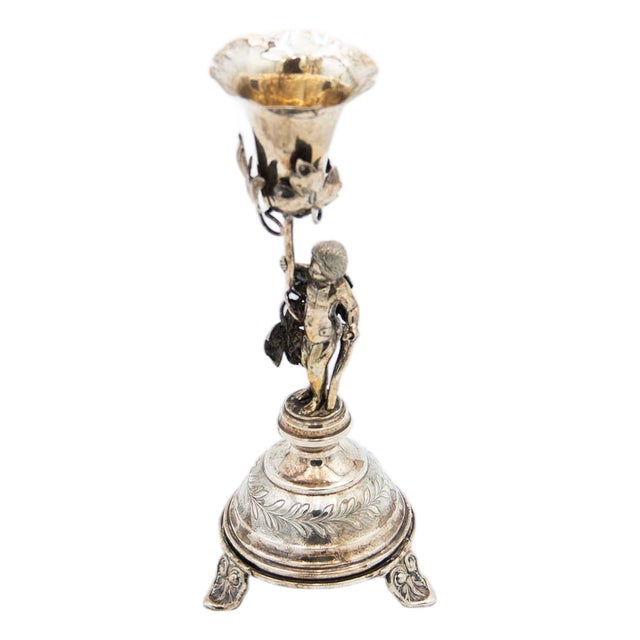 Silver Toothpick Holder with Three Support Points For Sale