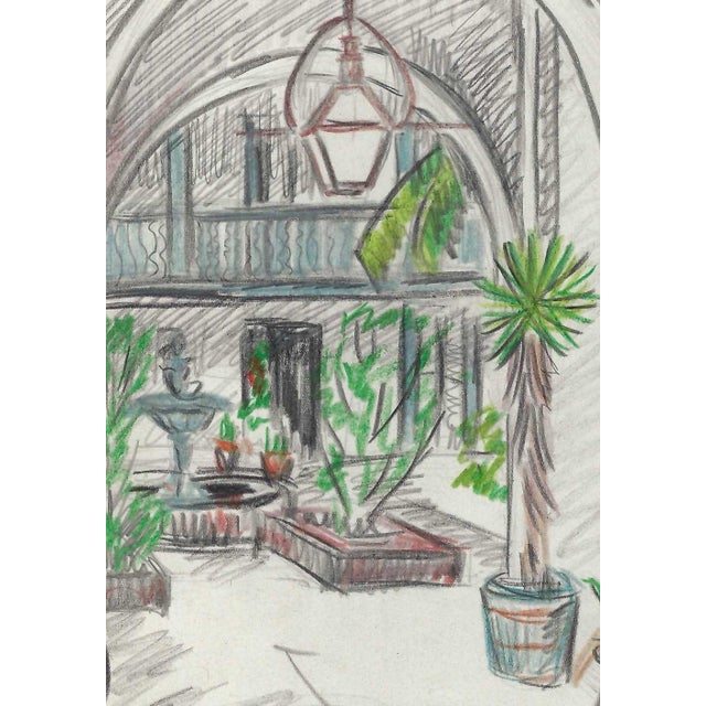 Grace Spongberg (American, 1906-1992) "619 Chartres" oil pastel on paper, titled and estate stamp on reverse. Grace...
