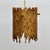 Great design, brass single pendant fixture with a gold finish and staggered metalwork with voids allowing for an...