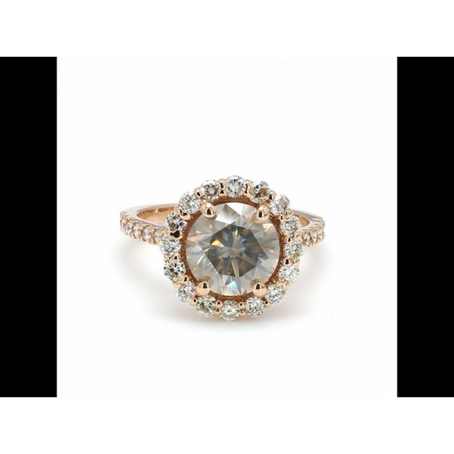 Bochic “Vintage” Fancy Chocolate, Greenish Diamond 18K Rose Gold Halo Ring Bochic “Vintage” Fancy Greenish Gray Diamond...