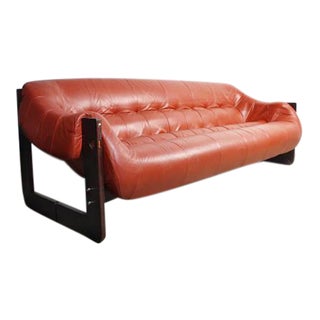 Percival Lafer Red Leather Seat Sofa For Sale