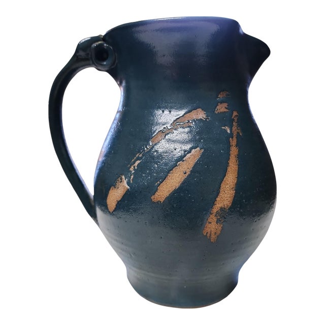 Vintage Artist Signed Studio Pottery Large Pitcher For Sale