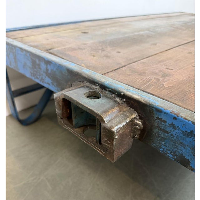 Large Industrial Blue Coffee Table Cart, 1960s For Sale - Image 9 of 18