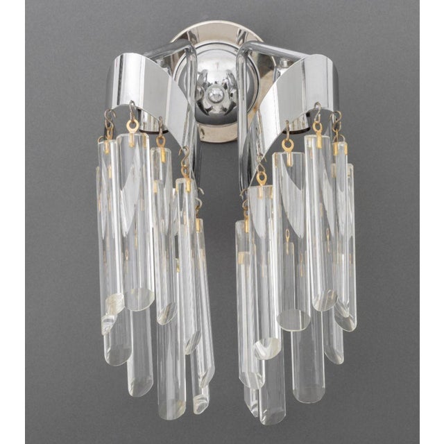 Modern Two-Light Crystal Wall Sconces, Pair For Sale In New York - Image 6 of 8