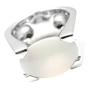 Cartier 18k White Gold Moonstone Large Ring Size 50 US 5 1/4