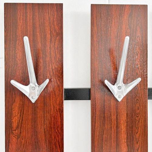 Vintage Danish Wall Coat Rack in Rosewood with Mirror, 1960s For Sale - Image 4 of 6