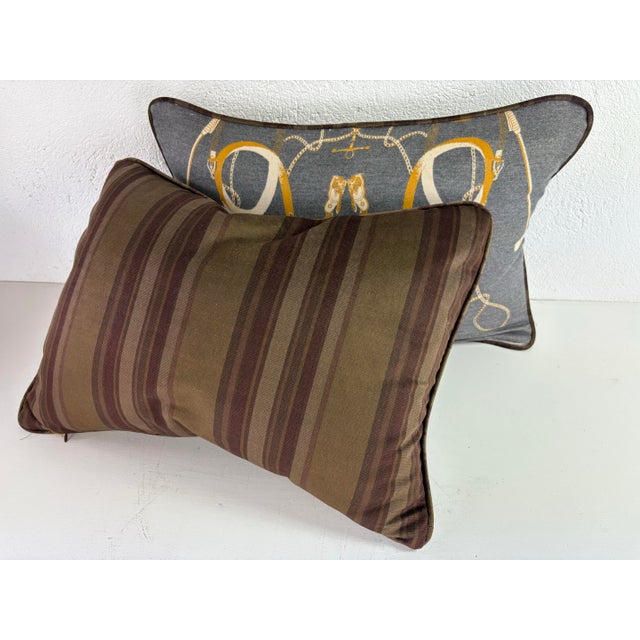 English Handsome Cashmere Equestrian Pillows After Ralph Lauren/a Pair For Sale - Image 3 of 9