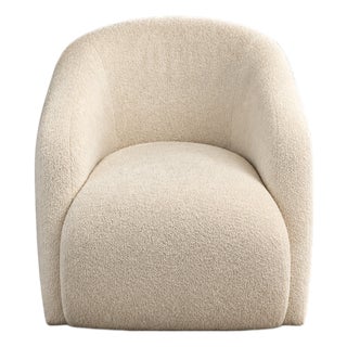 Verellen Ivory Textured Barrel Accent Chair For Sale