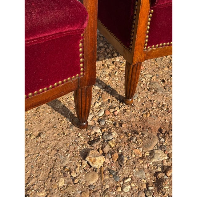 1940s Classic French Art Deco Barrel Back Club Chairs - A Pair For Sale - Image 10 of 12