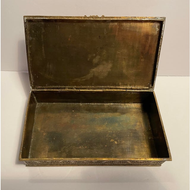 1930s 1920s Middle Eastern Hunting Scene Brass Box For Sale - Image 5 of 7